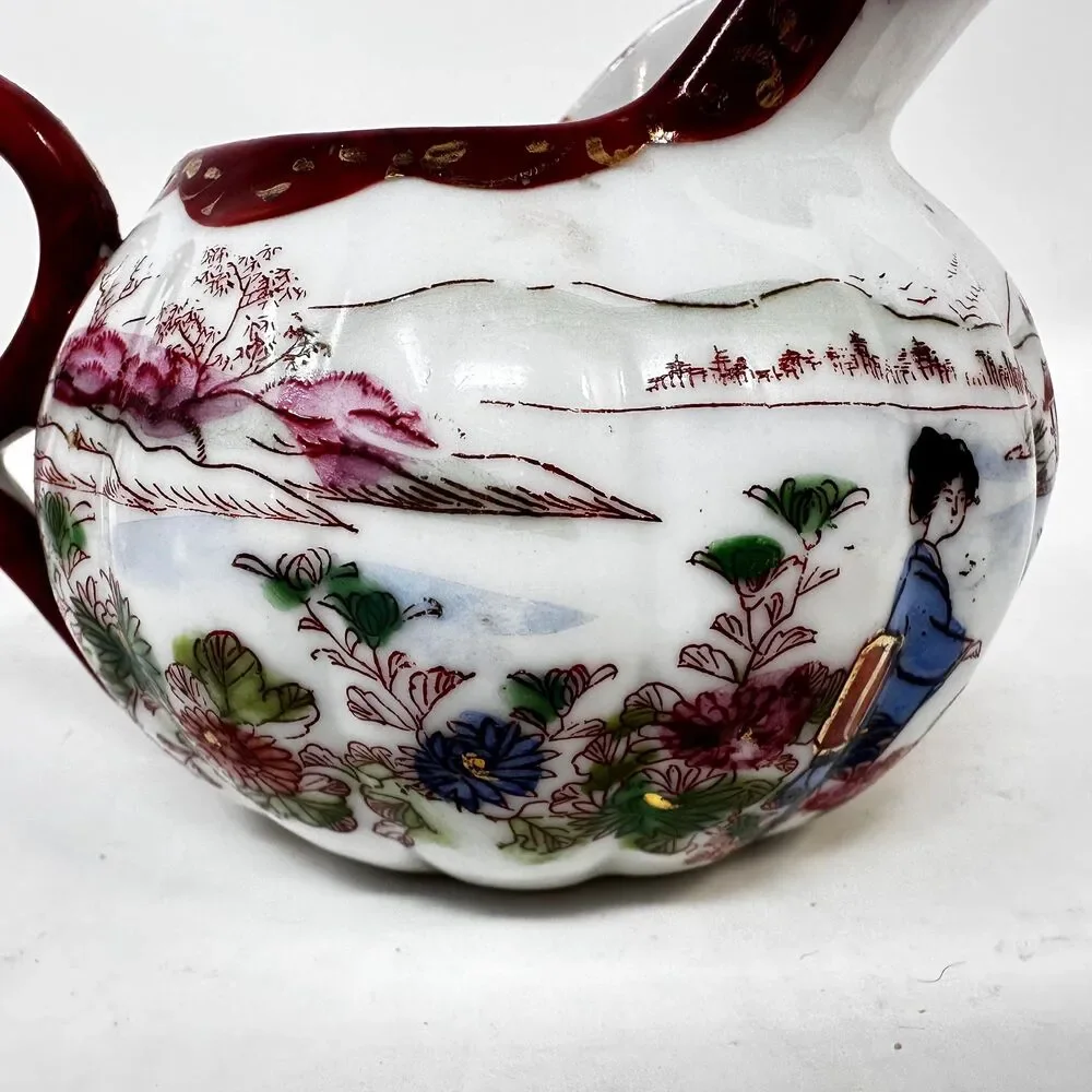 Vintage Japanese Geisha Girl Porcelain Creamer Sugar Bowl Mismatched Lot 6pc